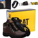 Bota Masculina Caterpillar Em Couro Resistente + Carteira + Relogio + Cinto