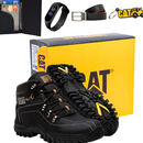 Bota Masculina Caterpillar Em Couro Resistente + Carteira + Relogio + Cinto