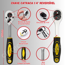 Jogo De Chave Soquete Catraca Chave Combinada Fenda Philips Soquetes Kit Ferramentas Completo Aço Crv