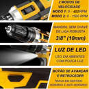 Parafusadeira Furadeira 48V 2 Baterias Com Maleta e Acessorios 24 peças